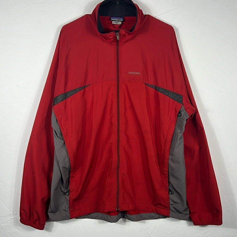 🔥🔥 PATAGONIA Men’s Polyester Full Zip Windbreaker Jacket - Sz XL - Rust/Gray